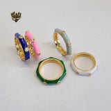 (1-3088) Gold Laminate - Enamel Colorful Ring - BGO - Fantasy World Jewelry