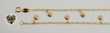 (1-0922) Gold Laminate - 2mm Link w/ Charms Bracelet - 7.5" - BGF - Fantasy World Jewelry