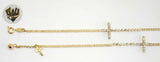 (1-0887) Gold Laminate - 2mm Curb Link Cross Bracelet - 7.5" - BGF - Fantasy World Jewelry