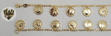 (1-0894) Gold Laminate - 2mm Figaro Link w/ Charms Bracelet - 7" - BGF - Fantasy World Jewelry