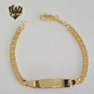 (1-0964) Gold Laminate - 4.5mm Curb Link Bracelet w/ Plate - 6.5" - BGF - Fantasy World Jewelry